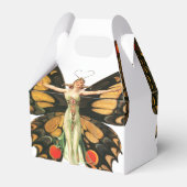 Illustratie van Flapper Butterfly-vliegende vrouw Bedankdoosjes (Achterkant)