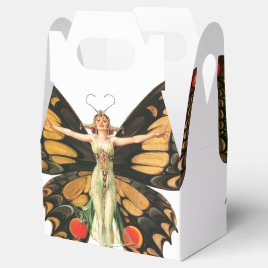Illustratie van Flapper Butterfly-vliegende vrouw Bedankdoosjes (Geopend)