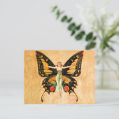 Illustratie van Flapper Butterfly-vliegende vrouw Briefkaart (Staand voorkant)
