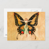 Illustratie van Flapper Butterfly-vliegende vrouw Briefkaart (Voorkant / Achterkant)