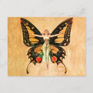 Illustratie van Flapper Butterfly-vliegende vrouw Briefkaart