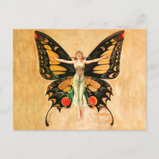 Illustratie van Flapper Butterfly-vliegende vrouw Briefkaart (Voorkant)