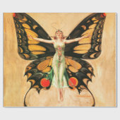 Illustratie van Flapper Butterfly-vliegende vrouw Cadeaupapier (Vlak)