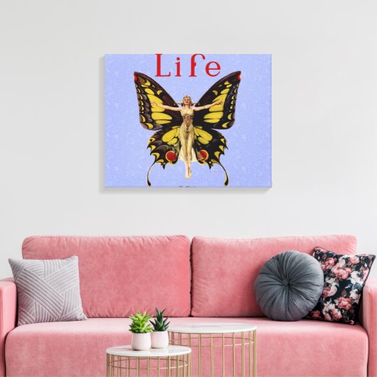 Illustratie van Flapper Butterfly-vliegende vrouw Canvas Afdruk (Insitu (Woonkamer))