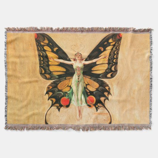 Illustratie van Flapper Butterfly-vliegende vrouw Deken (Voorkant)