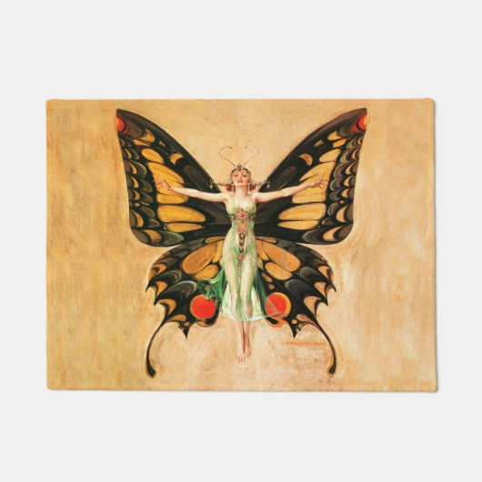 Illustratie van Flapper Butterfly-vliegende vrouw Deurmat (Voorkant)