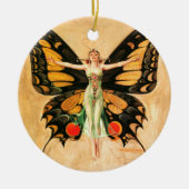 Illustratie van Flapper Butterfly-vliegende vrouw Keramisch Ornament (Voorkant)