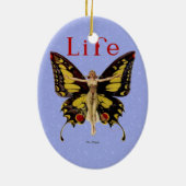 Illustratie van Flapper Butterfly-vliegende vrouw Keramisch Ornament (Achterkant)
