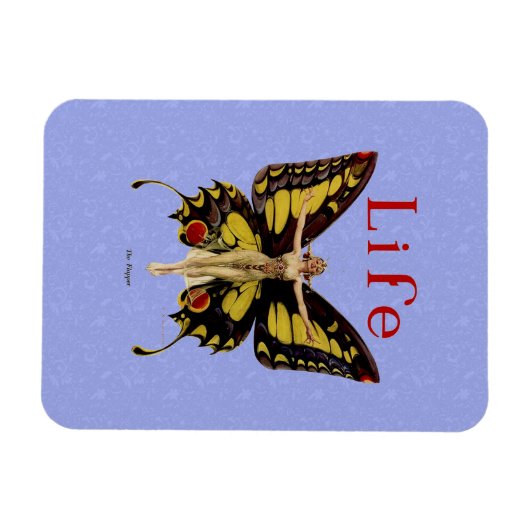 Illustratie van Flapper Butterfly-vliegende vrouw Magneet (Horizontaal)