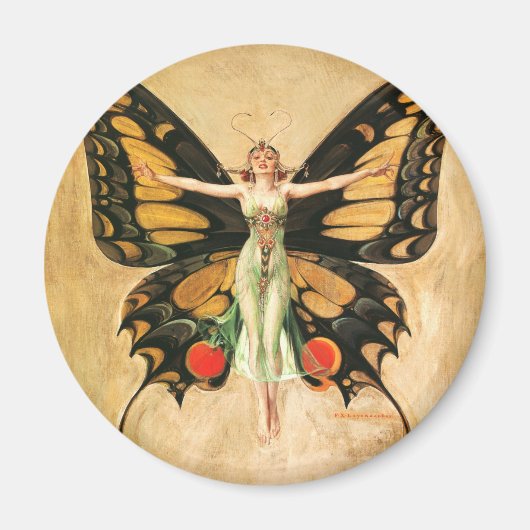 Illustratie van Flapper Butterfly-vliegende vrouw Magneet (Voorkant)