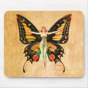 Illustratie van Flapper Butterfly-vliegende vrouw Muismat