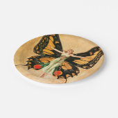 Illustratie van Flapper Butterfly-vliegende vrouw Papieren Bordje (Gekanteld)