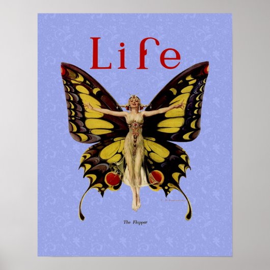 Illustratie van Flapper Butterfly-vliegende vrouw Poster (Voorkant)