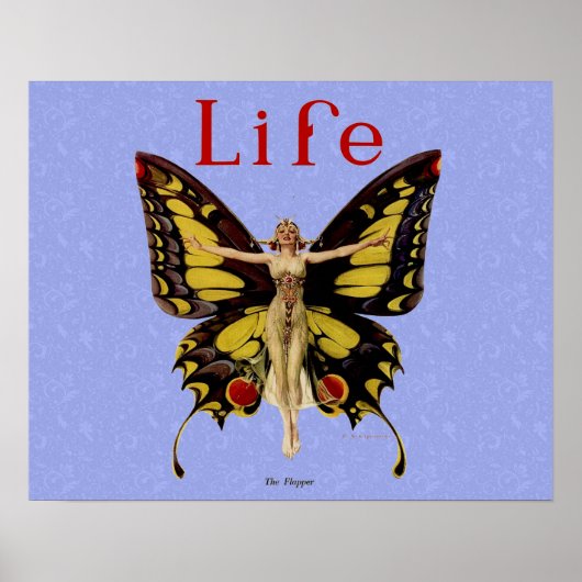Illustratie van Flapper Butterfly-vliegende vrouw Poster (Voorkant)