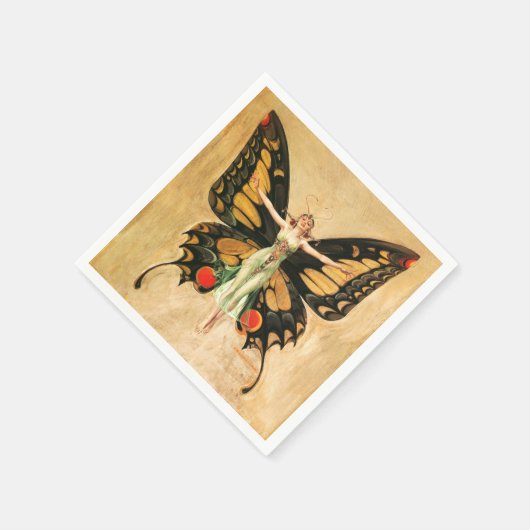 Illustratie van Flapper Butterfly-vliegende vrouw Servet (Hoek)