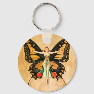 Illustratie van Flapper Butterfly-vliegende vrouw Sleutelhanger