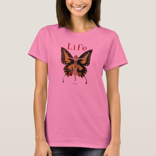 Illustratie van Flapper Butterfly-vliegende vrouw T-shirt (Voorkant)