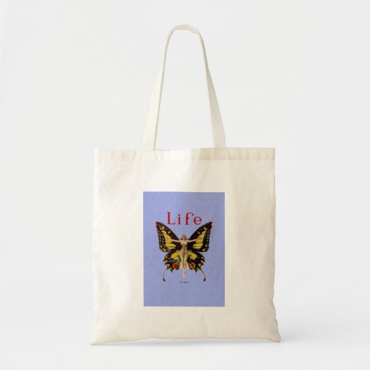 Illustratie van Flapper Butterfly-vliegende vrouw Tote Bag (Voorkant)