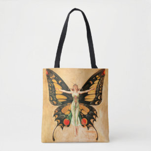 Illustratie van Flapper Butterfly-vliegende vrouw Tote Bag