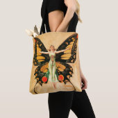 Illustratie van Flapper Butterfly-vliegende vrouw Tote Bag (Dichtbij)