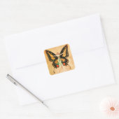 Illustratie van Flapper Butterfly-vliegende vrouw Vierkante Sticker (Envelop)