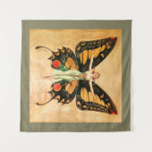 Illustratie van Flapper Butterfly-vliegende vrouw Wandkleed (Voorkant (horizontaal))