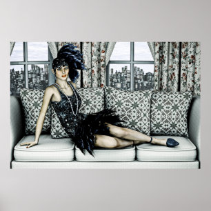 Illustratie van Flappermode uit de Roaring Twentie Poster