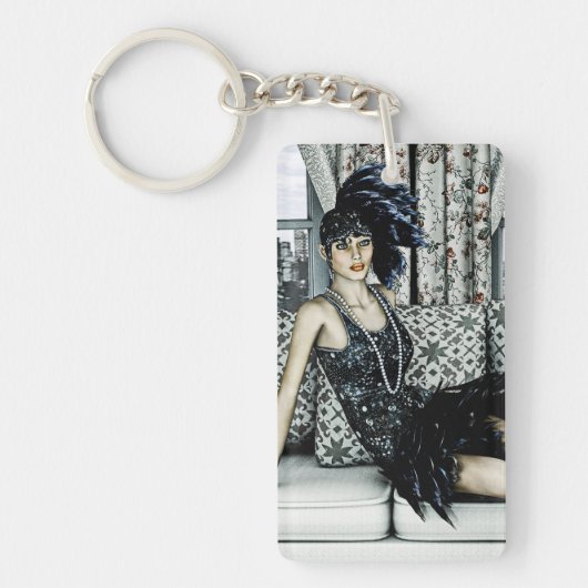 Illustratie van Flappermode uit de Roaring Twentie Sleutelhanger (Voorkant)