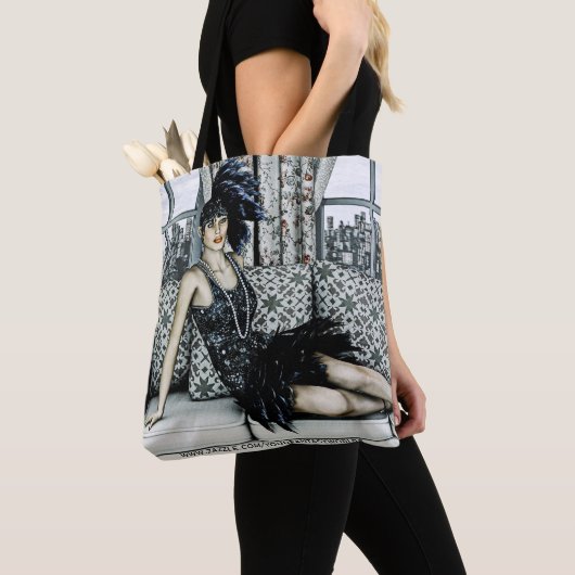 Illustratie van Flappermode uit de Roaring Twentie Tote Bag (Dichtbij)