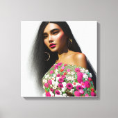 Illustratie van Floral Girl 3D Art Canvas Afdruk (Voorkant)