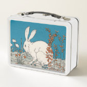 Illustratie van Fluffy White Rabbit in Flowers (Achterkant)