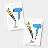 Illustratie van föhn en stijltang badge (Voor- en achterkant)