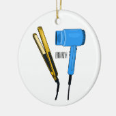 Illustratie van föhn en stijltang keramisch ornament (Links)