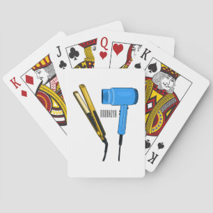 Illustratie van föhn en stijltang pokerkaarten