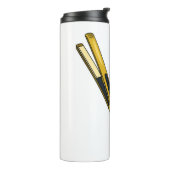 Illustratie van föhn en stijltang thermosbeker (Gedraaid links)