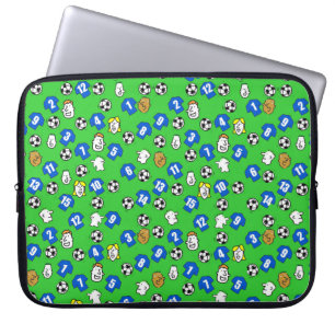 Illustratie van Footballs, blauwe Shirten en venti Laptop Sleeve
