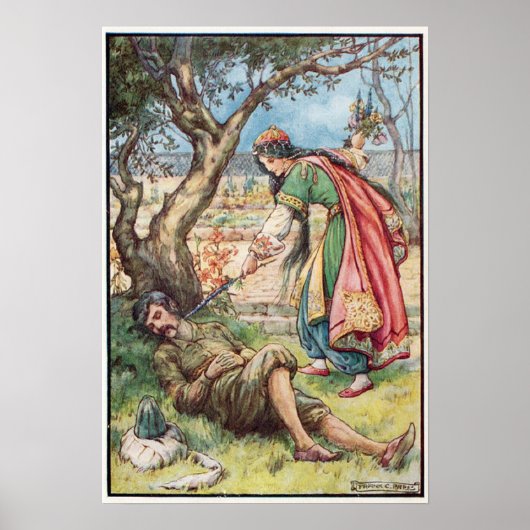 Illustratie van Frank C. Pape uit het gouden feeën Poster (Voorkant)