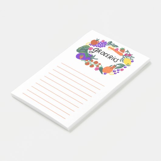 Illustratie van fruit- en Veggies Grocery Shopping Post-it® Notes (Schuin)