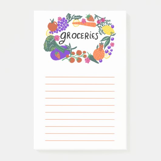 Illustratie van fruit- en Veggies Grocery Shopping Post-it® Notes (Voorkant)