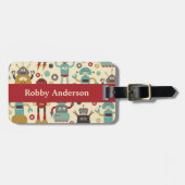 Illustratie van Fun Retro-robots (Cream) Bagagelabel (Voorkant horizontaal)