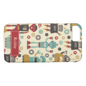 Illustratie van Fun Retro-robots (Cream) Case-Mate iPhone Case (Achterkant (Horizontaal))