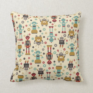 Illustratie van Fun Retro-robots (Cream) Kussen