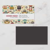 Illustratie van Fun Retro-robots Patroon (crème) Visitekaartje (Voorkant / Achterkant)