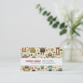 Illustratie van Fun Retro-robots Patroon (crème) Visitekaartje (Staand voorkant)