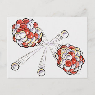 Illustratie van gesplitste atomen en neutronen briefkaart