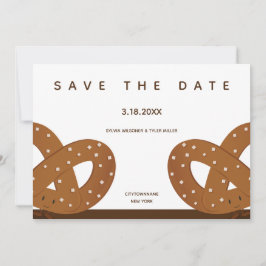 Illustratie van gezouten pretzels Whimsical White  Save The Date