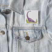 Illustratie van Giraffatitan dinosaur Vierkante Button 5,1 Cm (In situ)