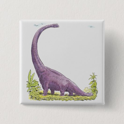 Illustratie van Giraffatitan dinosaur Vierkante Button 5,1 Cm (Voorkant)