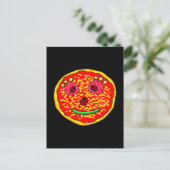 Illustratie van glimlachend pizzagezicht ontwerp briefkaart (Staand voorkant)