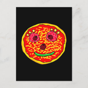 Illustratie van glimlachend pizzagezicht ontwerp briefkaart